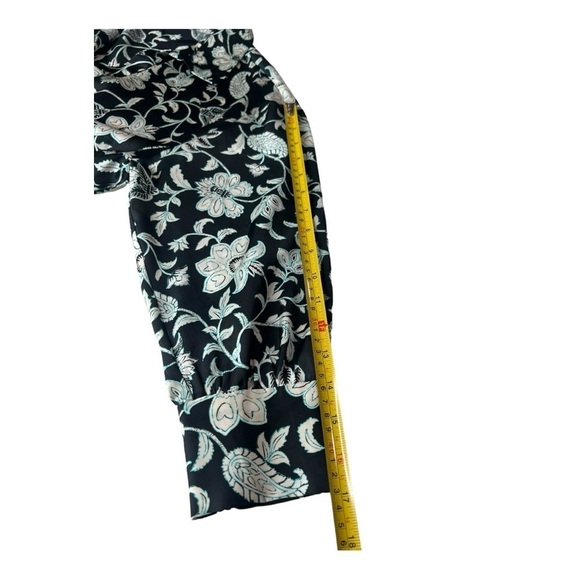 ZARA Satin Effect Black White Floral Shirt Dress XS Long Exaggerated Sleeve XS - Picture 8 of 15